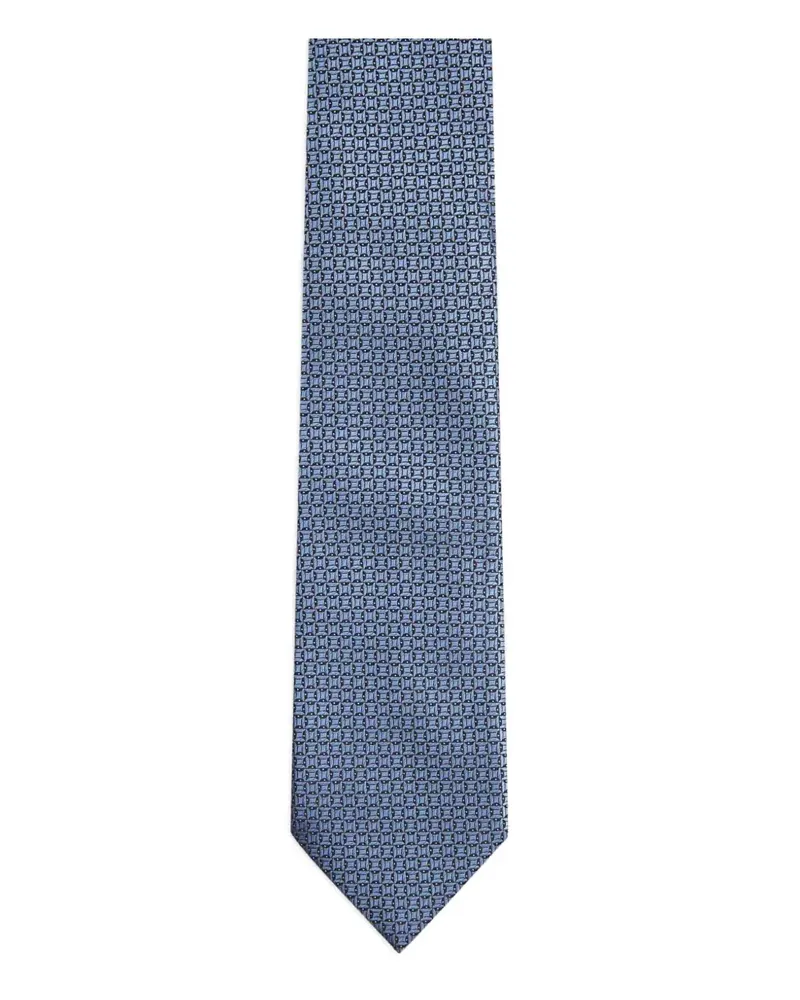 Ermenegildo Zegna Geometrisch gemusterte Seidenkrawatte - Blau Blau