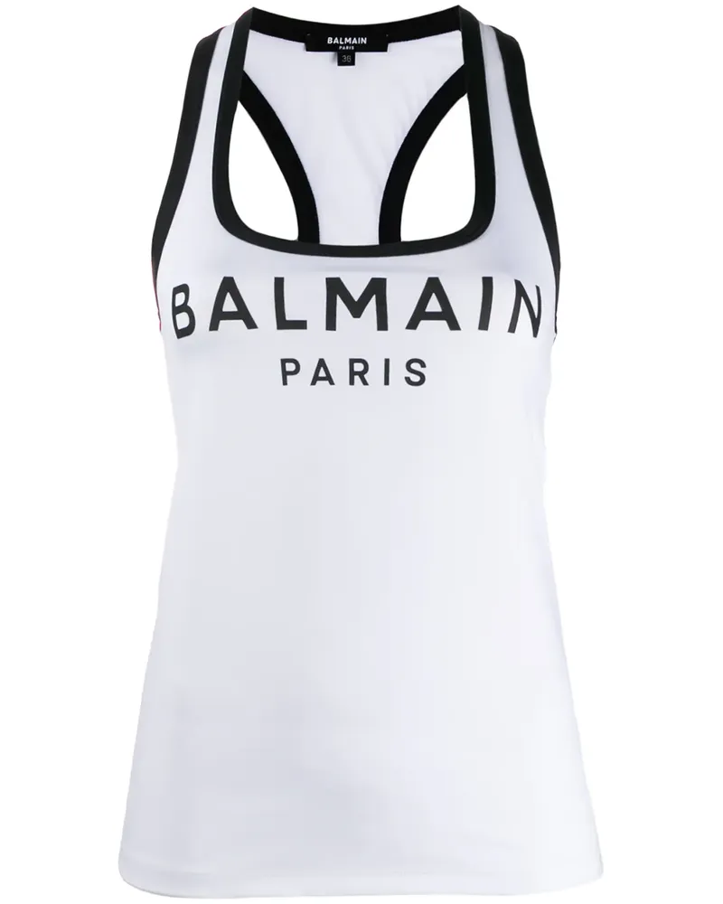 Balmain Tanktop mit Logo-Print - Weiß Weiß