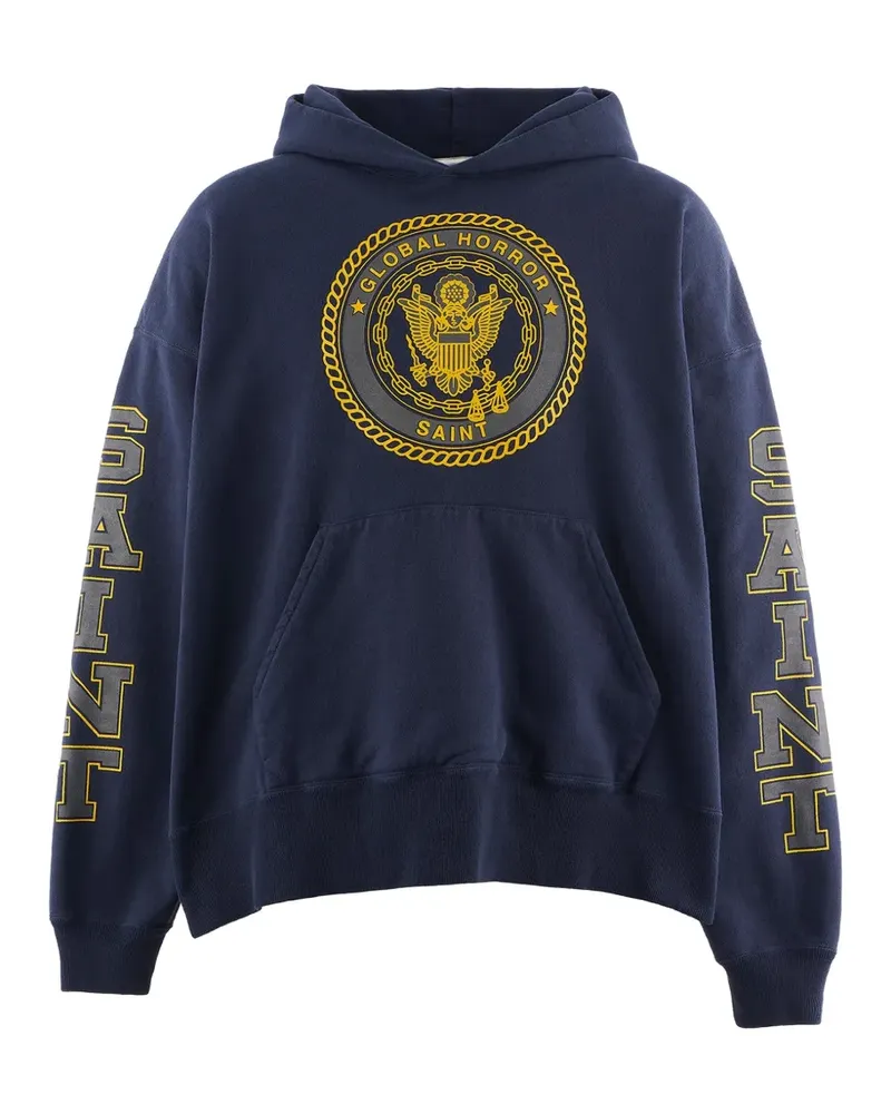 SAINT MXXXXXX logo-print graphic-print hoodie - Blau Blau