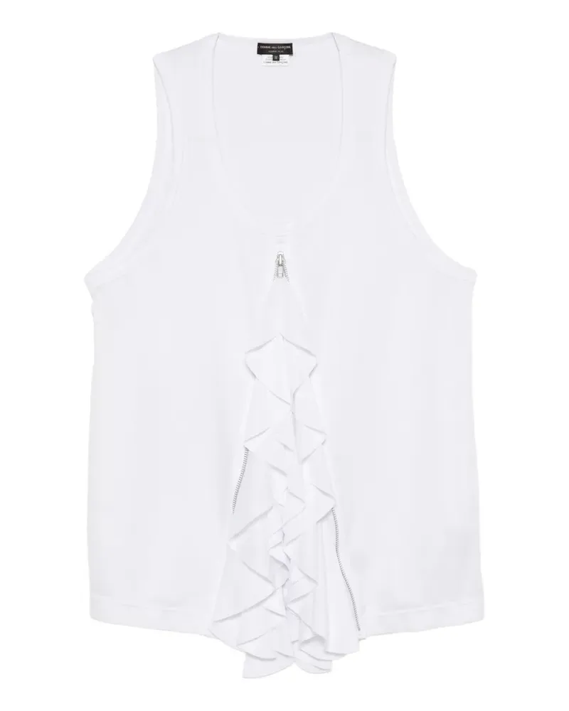 Comme des Garçons Gerüschtes Tanktop mit Reißverschlussdetail - Weiß Weiß