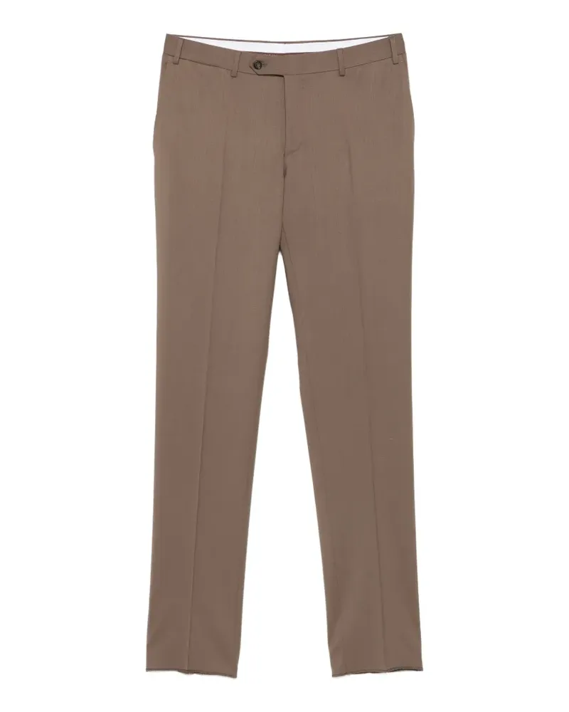 Canali Klassische Hose mit Bügelfalten - Braun Braun
