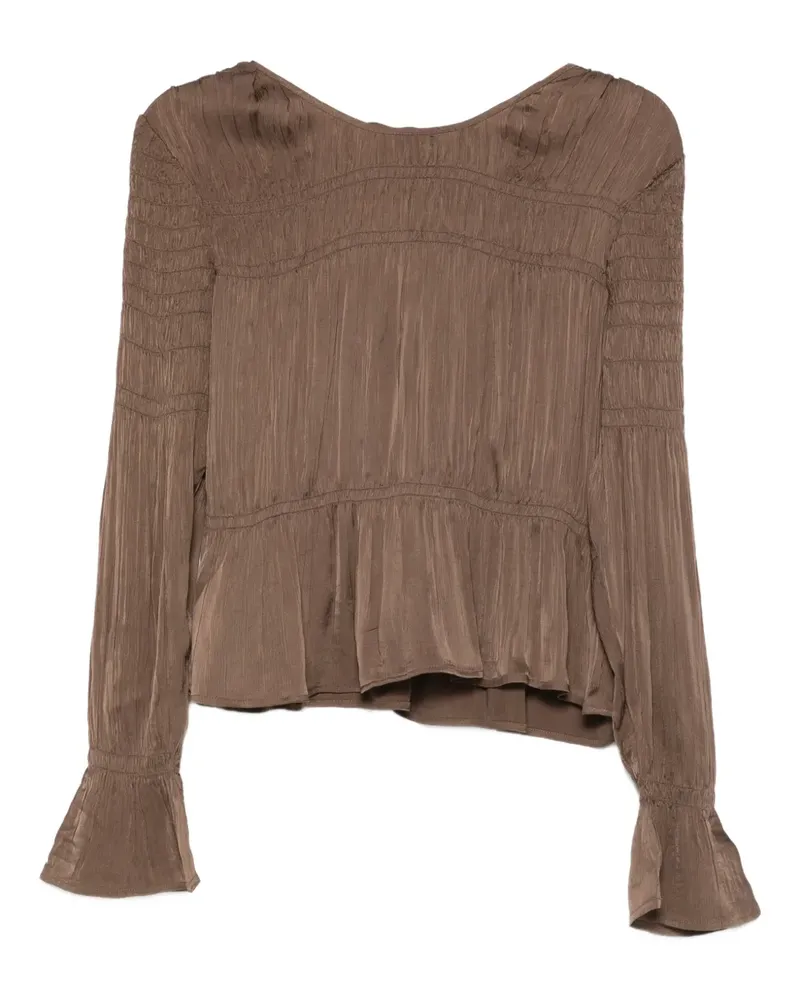 By Malene Birger smocked-effect long-sleeve blouse - Braun Braun