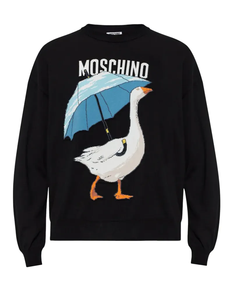 Moschino Pullover mit Gänse-Intarsie - Schwarz Schwarz