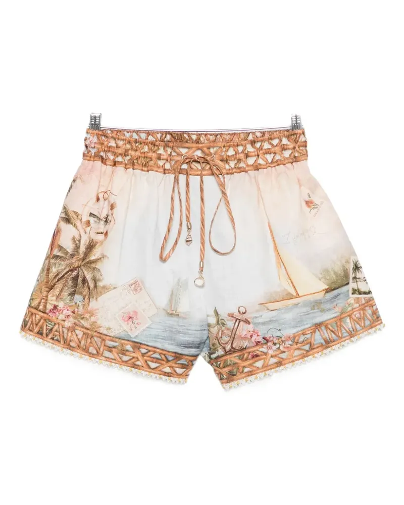 Zimmermann graphic-print shorts - Nude Nude