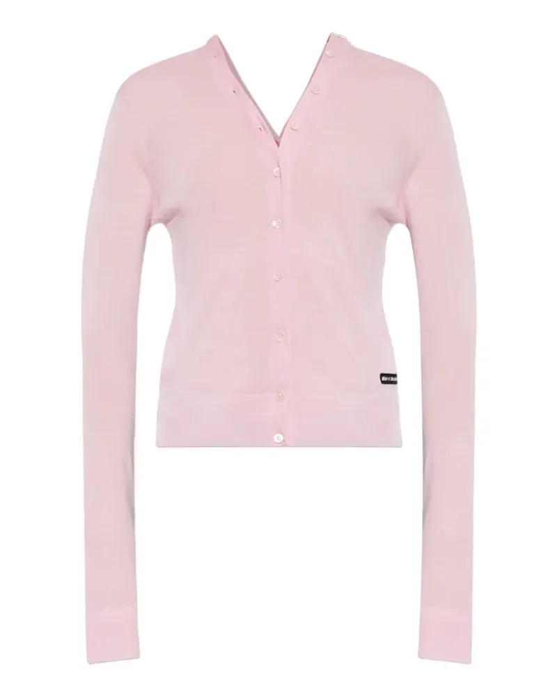 Alexander Wang logo-patch button-up cardigan - Rosa Rosa