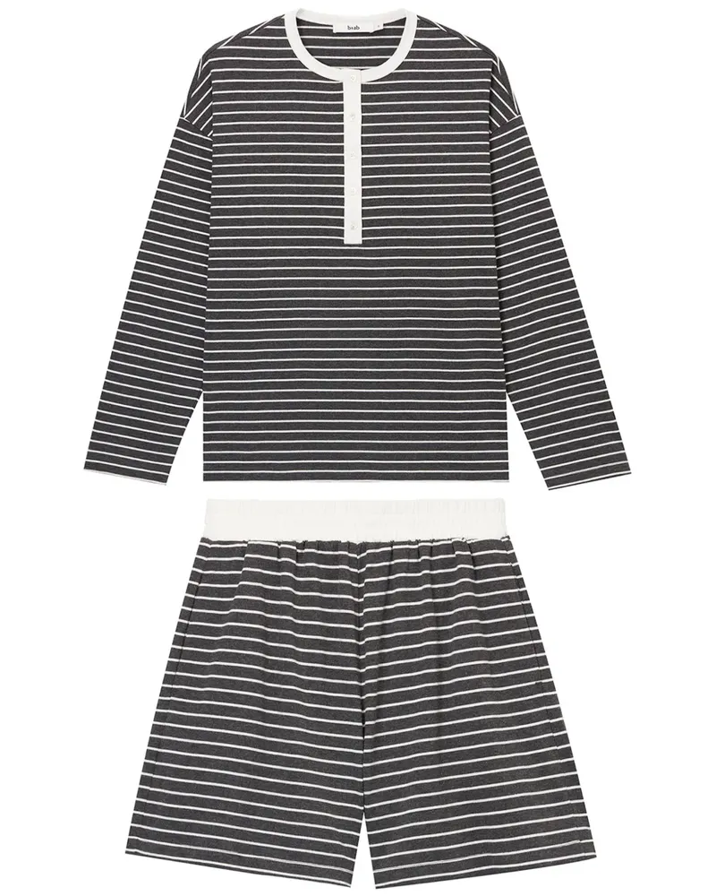 b+ab Gestreiftes Short-Set - Grau Grau