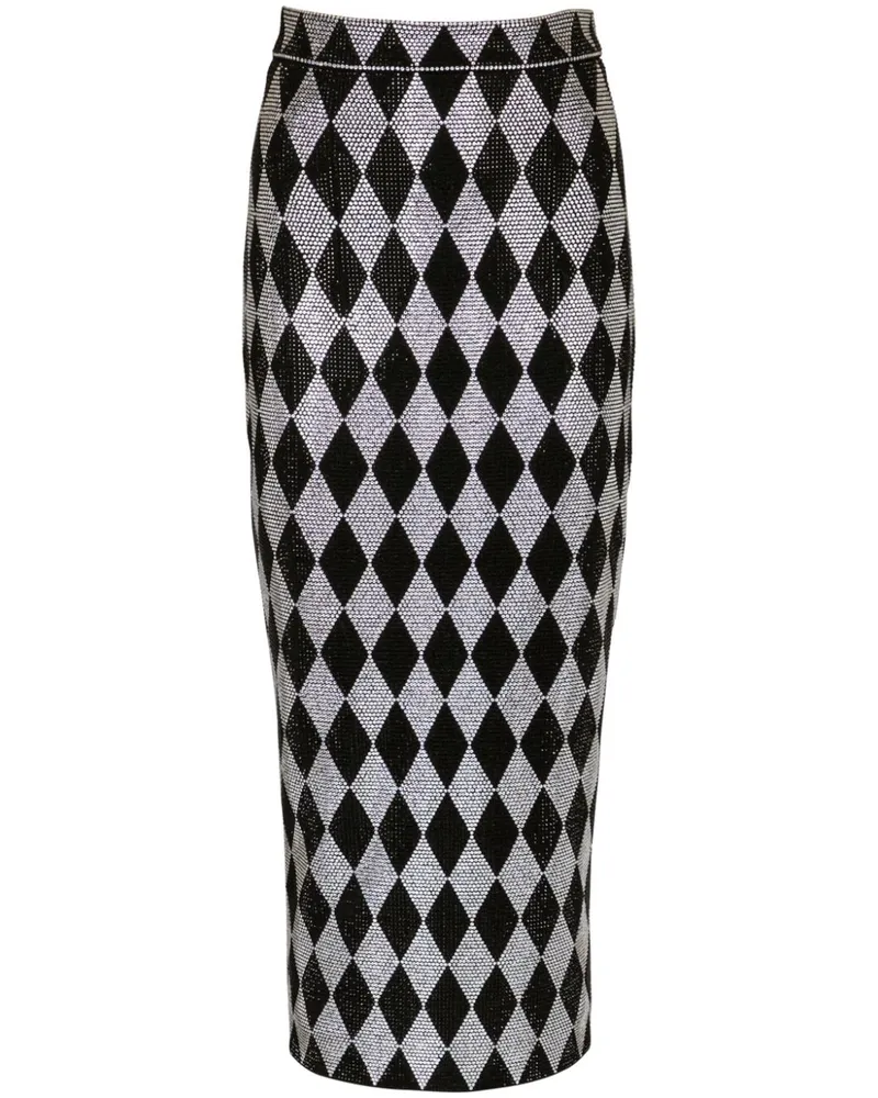 Balmain Midirock mit Strass - Schwarz Schwarz