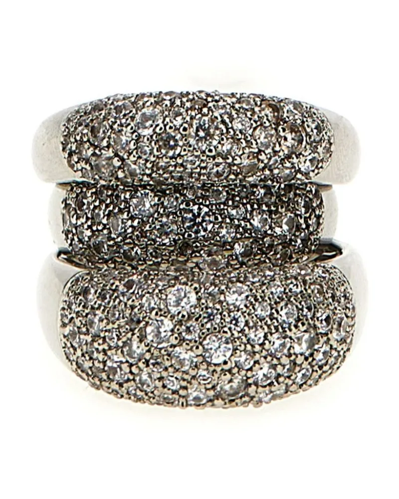 PANCONESI Blow Up Solar Ring mit Kristallen - Silber Silber