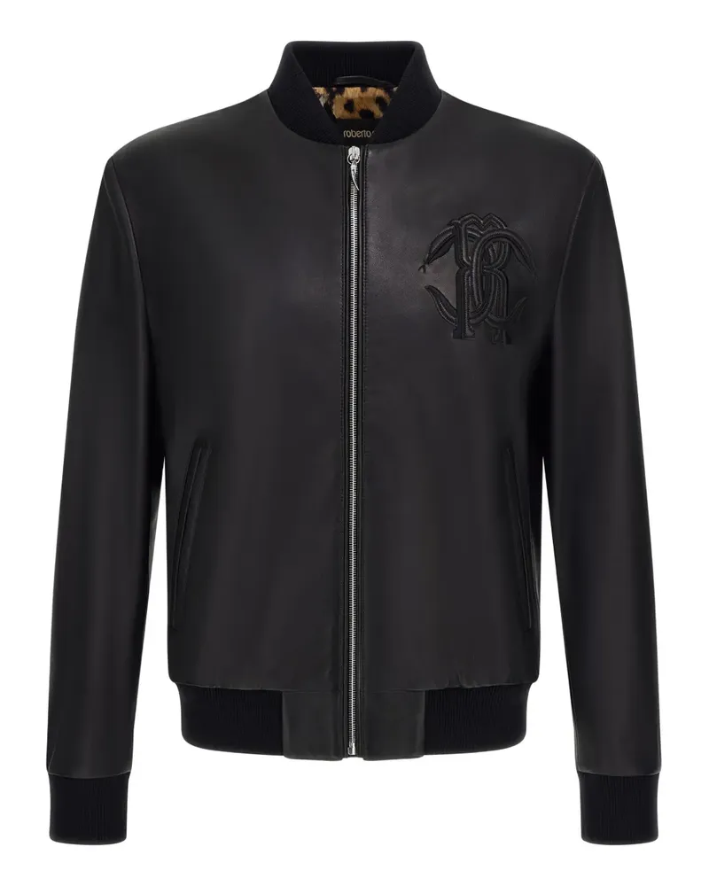 Roberto Cavalli embossed leather jacket - Schwarz Schwarz