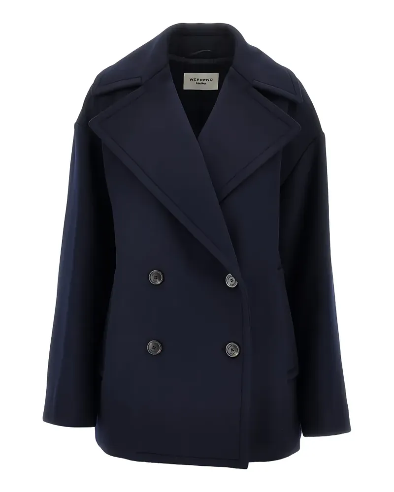Max Mara double-sided wool double-breasted pea coat - navy - Blau Blau