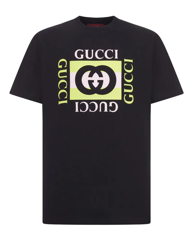 Gucci T-Shirt mit Logo-Schild - Schwarz Schwarz