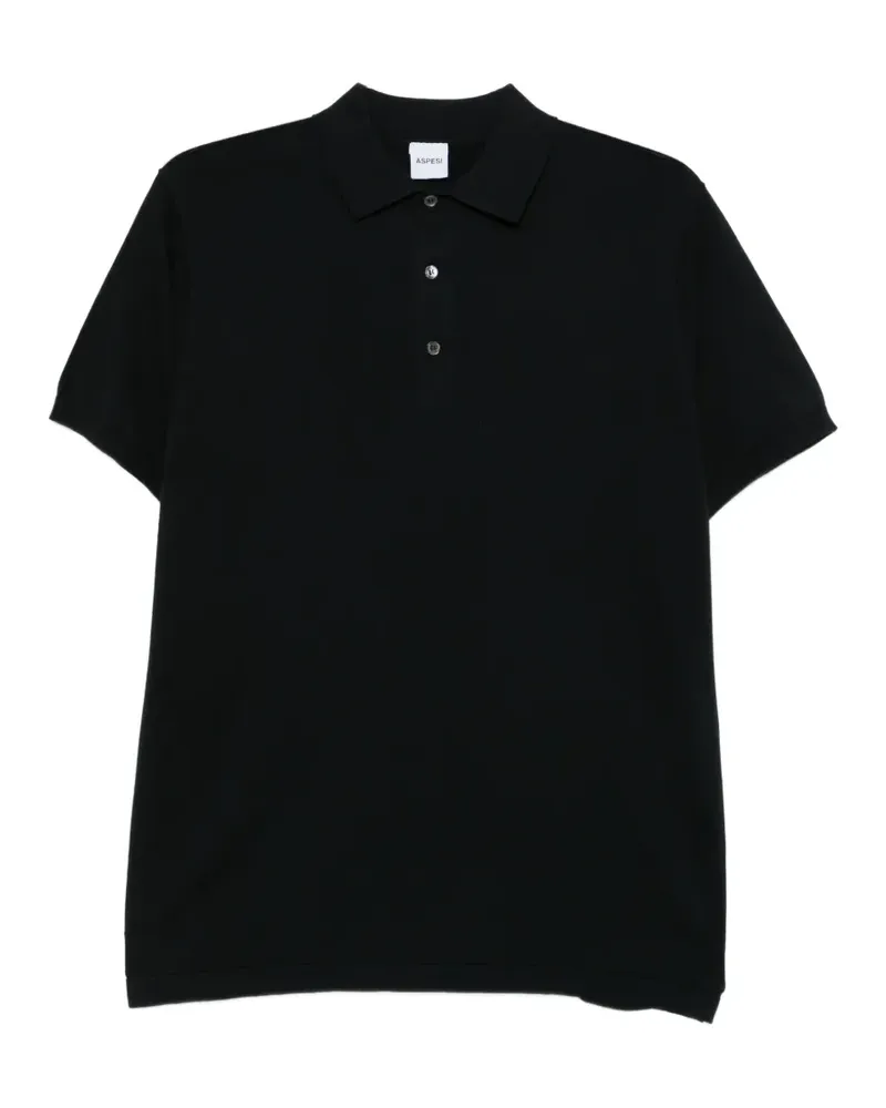 ASPESI Poloshirt mit Knopfleiste - Schwarz Schwarz