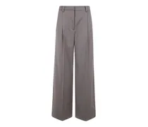 Wide-Leg-Hose mit Bundfalten - Grau