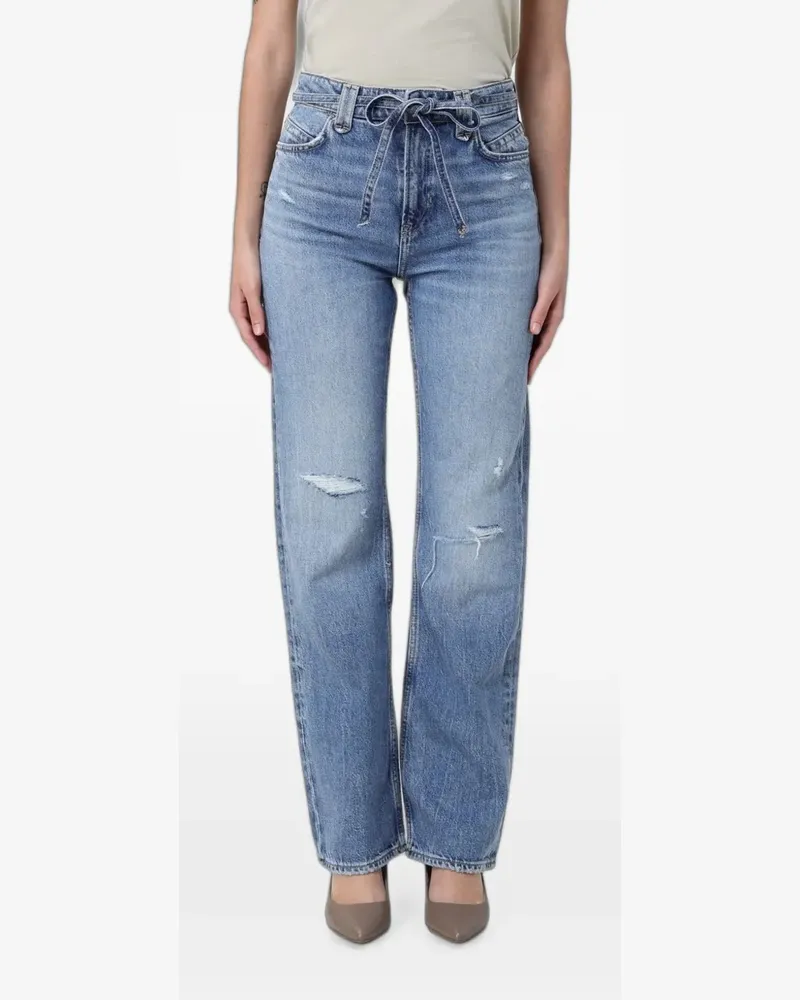 HUGO BOSS tie-waist distressed jeans - Blau Blau
