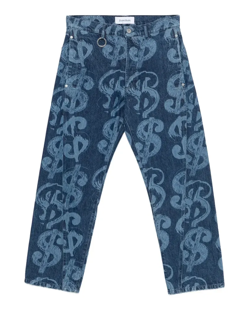Études Studio x Andy Warhol dollar-sign print jeans - Blau Blau