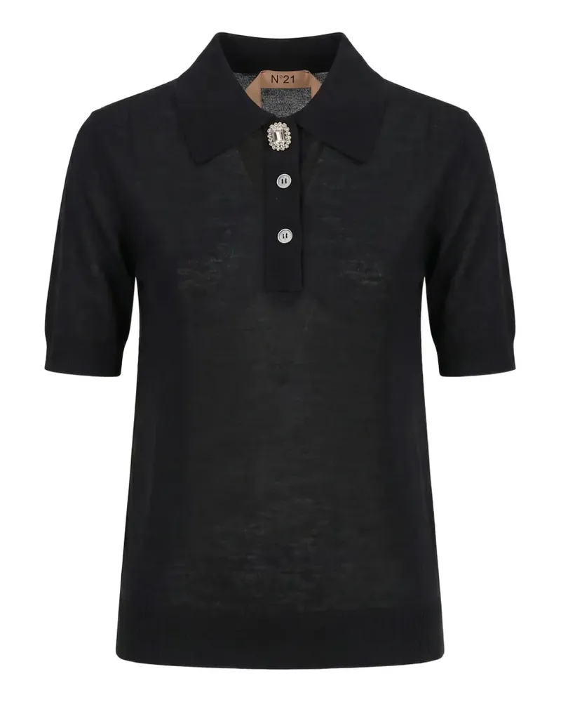 N° 21 Poloshirt mit Schmuckknöpfen - Schwarz Schwarz