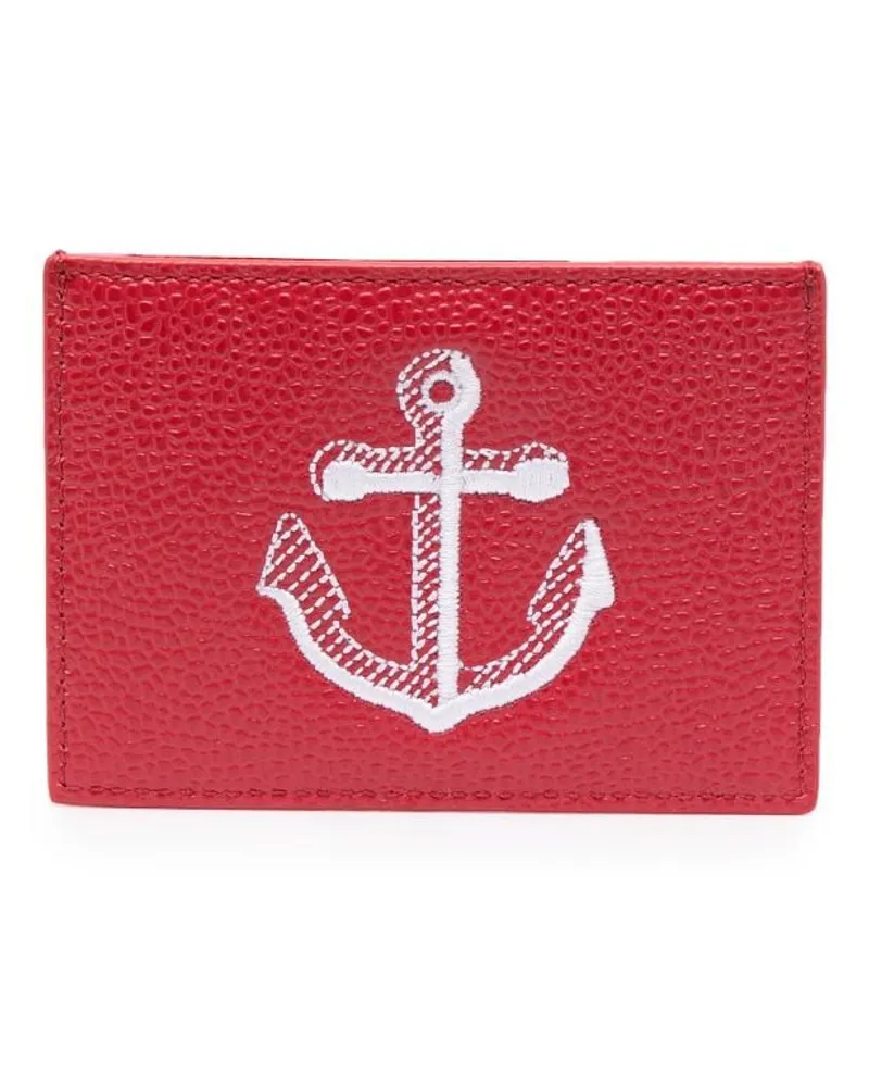 Thom Browne Kartenetui mit Ankerstickerei - Rot Rot