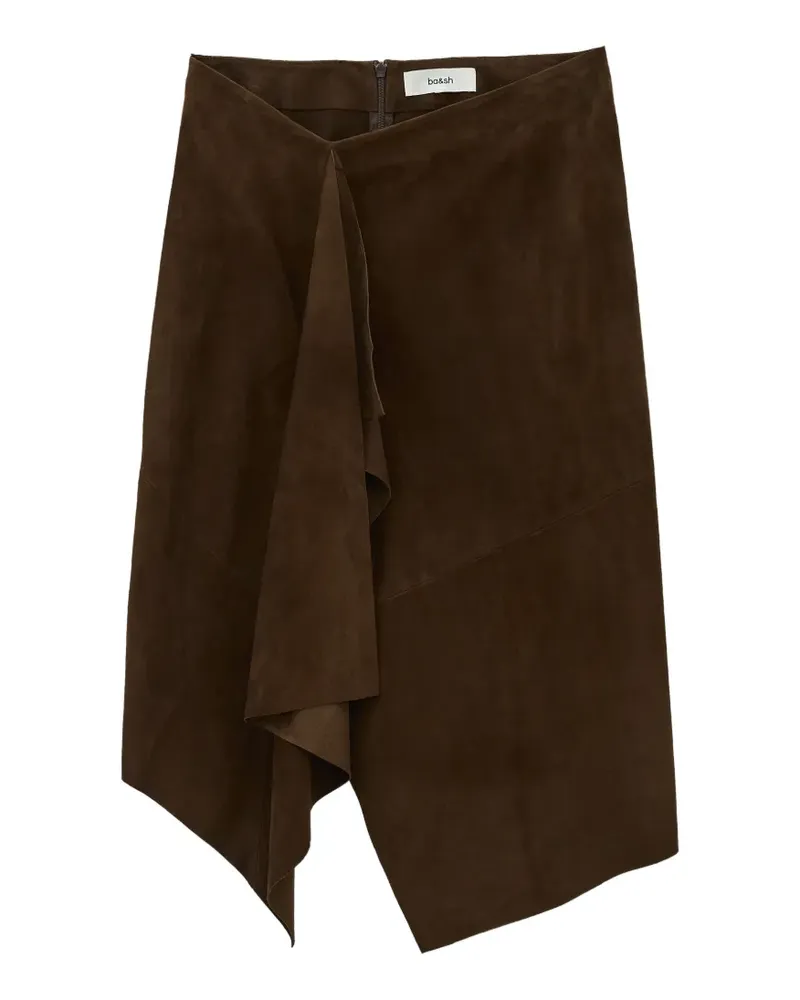 ba&sh Asymmetrischer Midirock mit Rüschen - Braun Braun