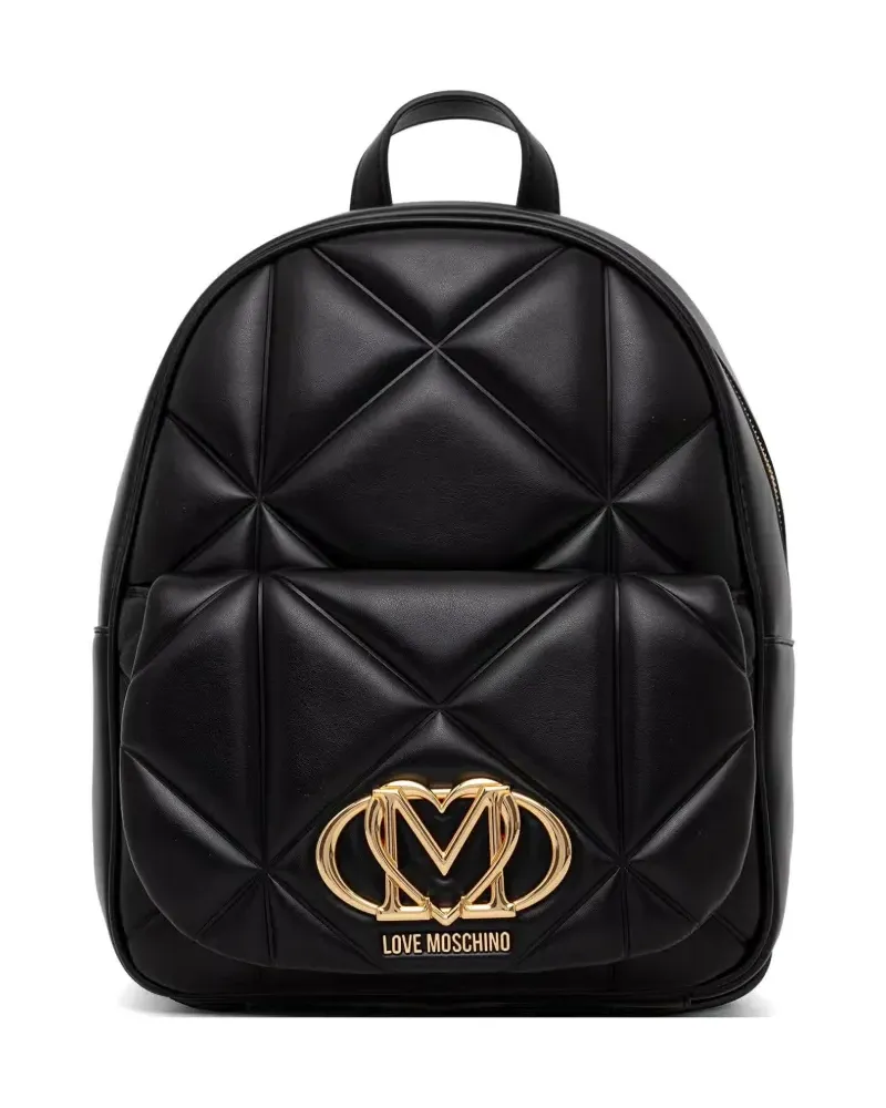 Moschino quilted logo-plaque backpack - Schwarz Schwarz