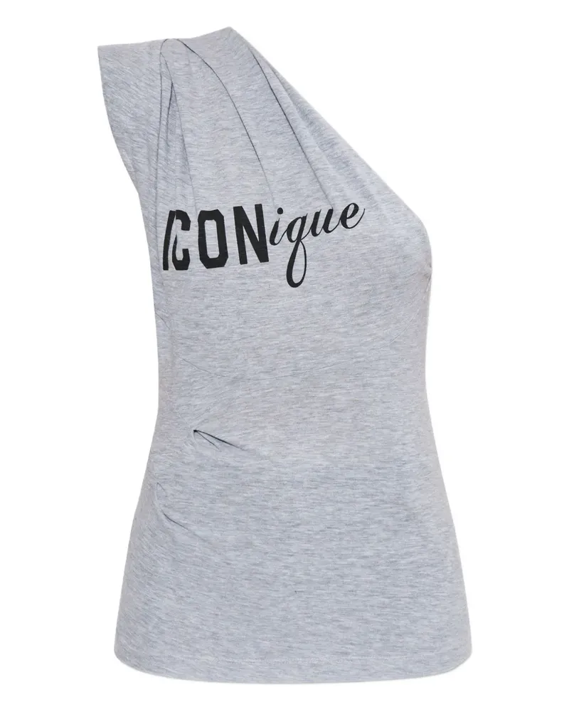 Dsquared2 one-shoulder graphic-print top - Grau Grau