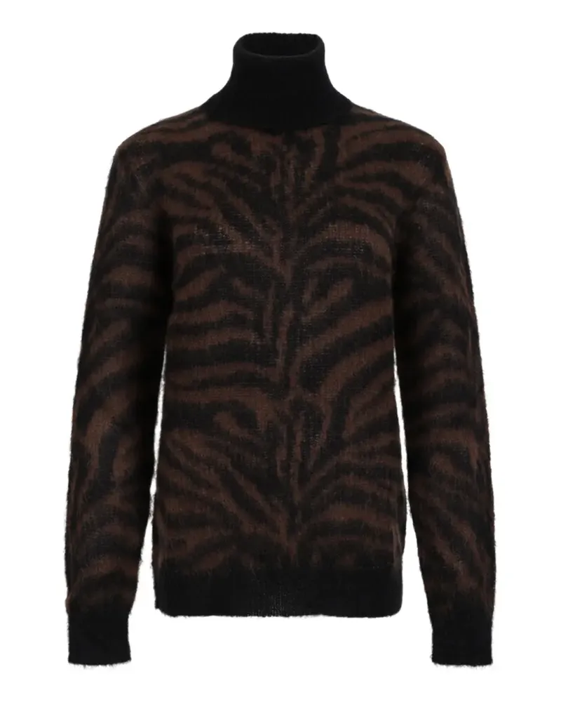 P.A.R.O.S.H. P.A.R.O H. zebra-pattern roll-neck sweater - Braun Braun