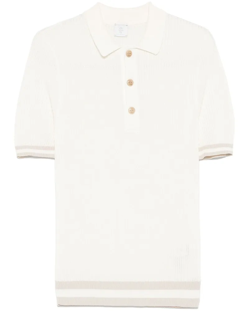 Eleventy Poloshirt aus geripptem Strick - Weiß Weiß