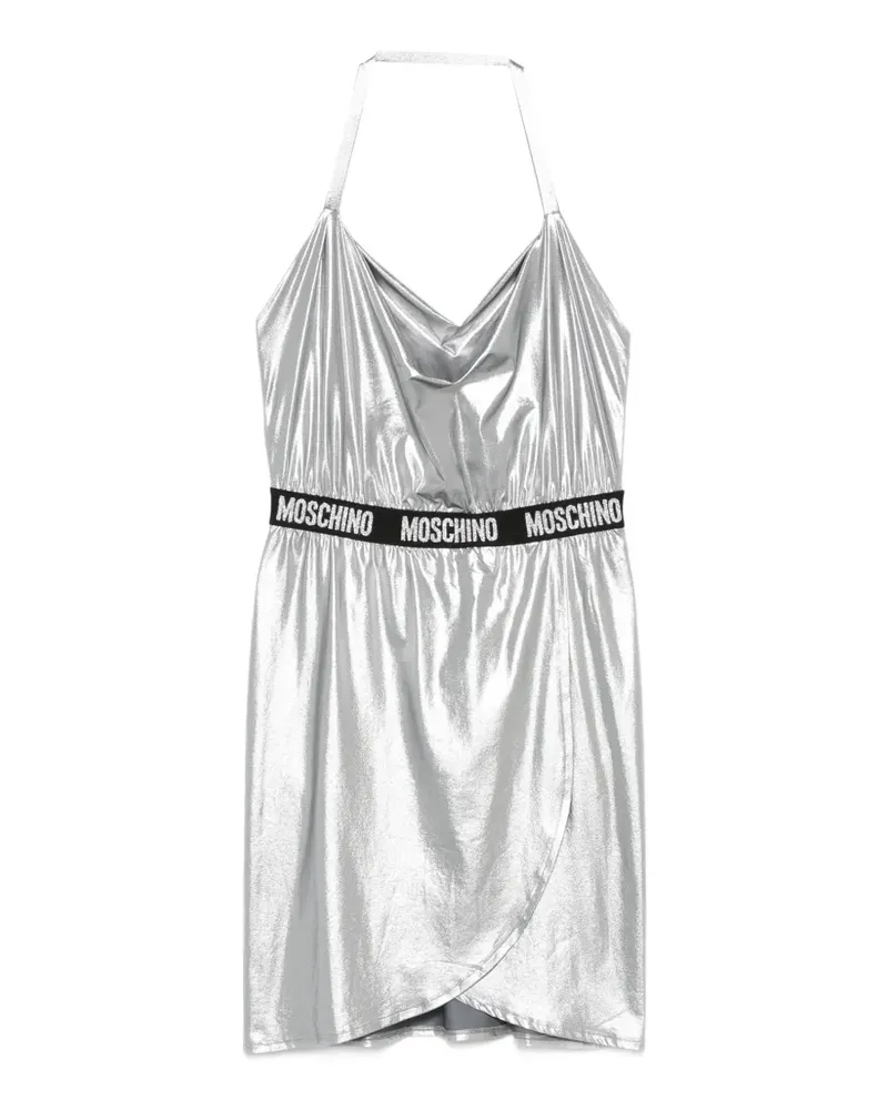 Moschino Gewickeltes Kleid mit Logo-Bund - Silber Silber