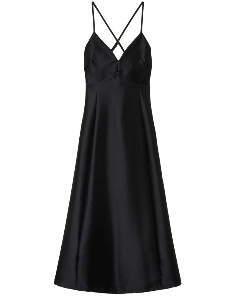 Twin-Set Midikleid aus Twill - Schwarz Schwarz