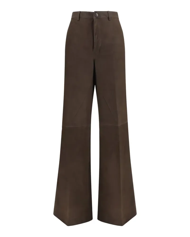 Rick Owens wide-leg panelled suede trousers - Braun Braun