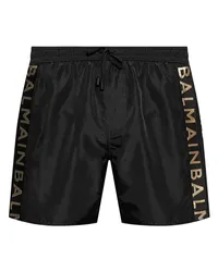 Balmain Badeshorts mit Logo-Print Schwarz