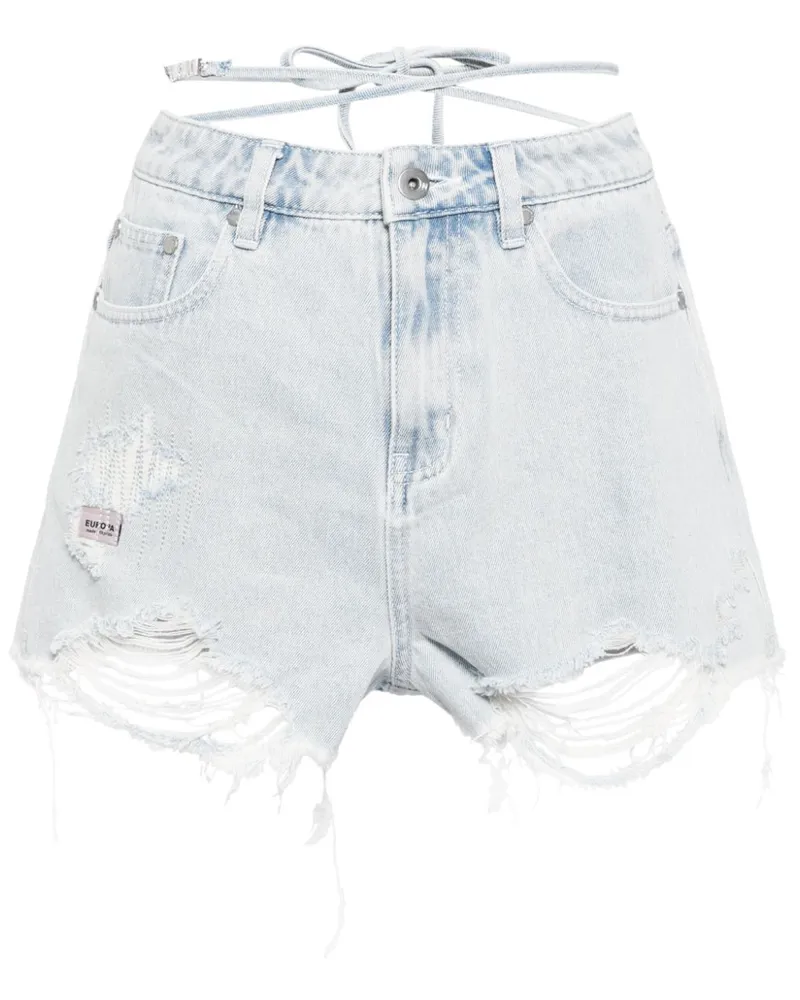 Musium Div. Jeans-Shorts im Distressed-Look Blau