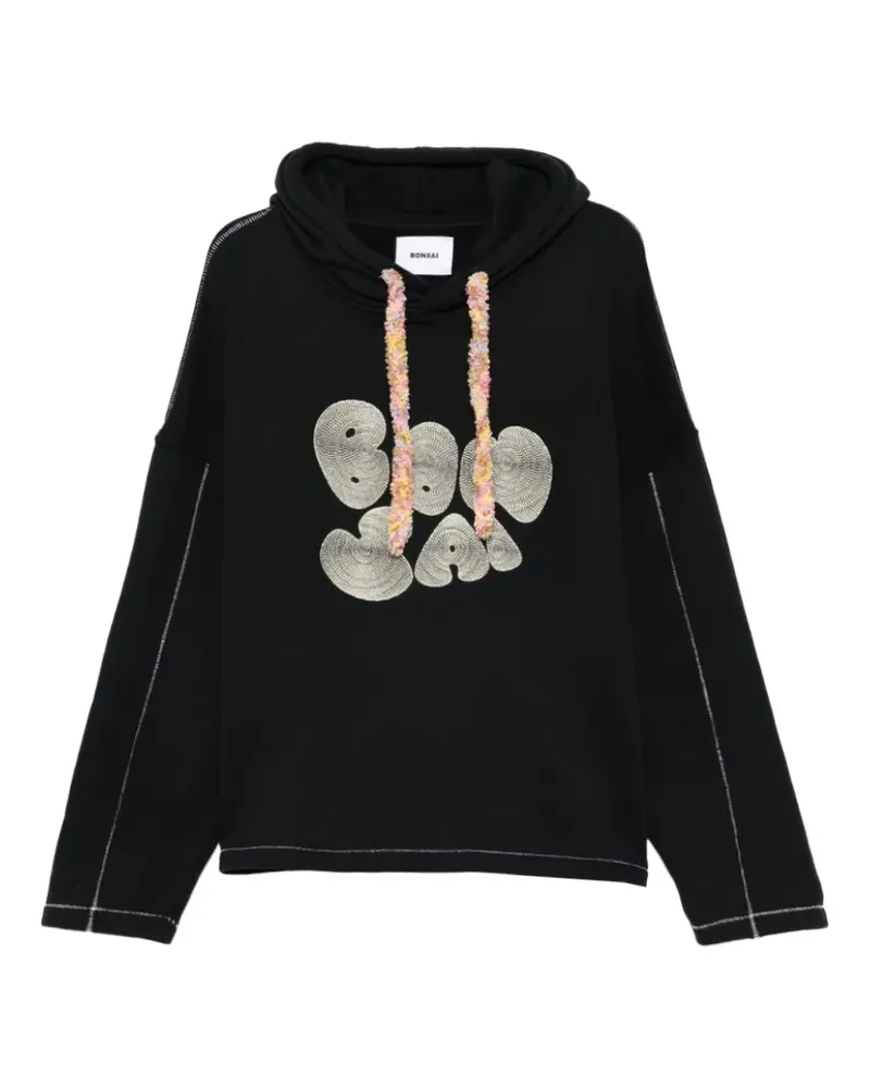 BONSAI Bestickter Hoodie - Schwarz Schwarz