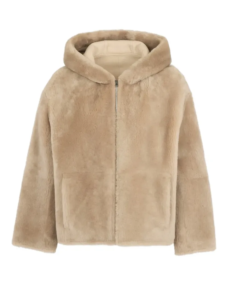 Yves Salomon Shearling-Jacke mit Kapuze - Nude Nude
