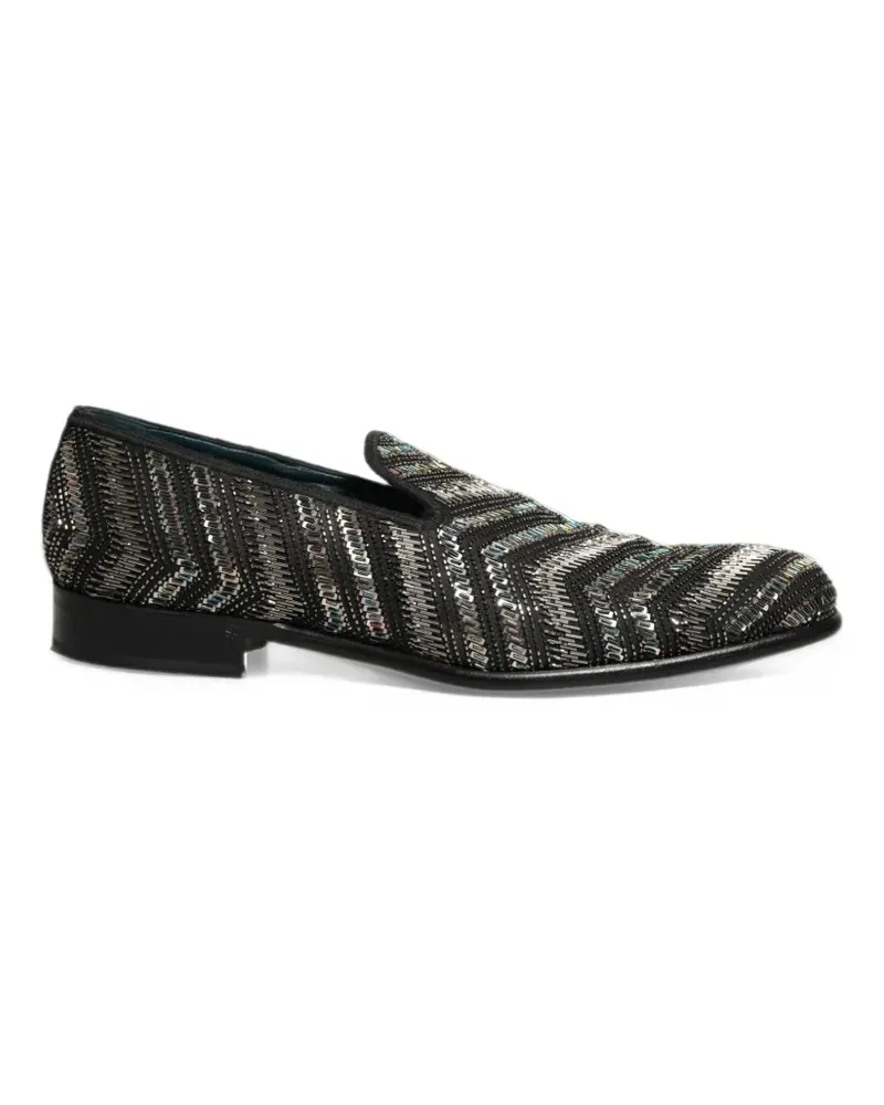 Dolce & Gabbana bead-embellished chevron loafers - Schwarz Schwarz