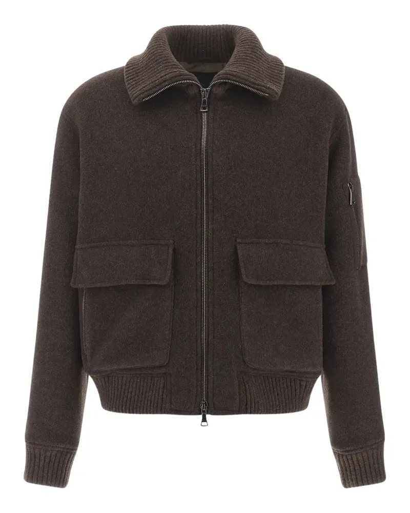 Paul & Shark Jacke aus Wollgemisch mit geripptem Kragen - Braun Braun