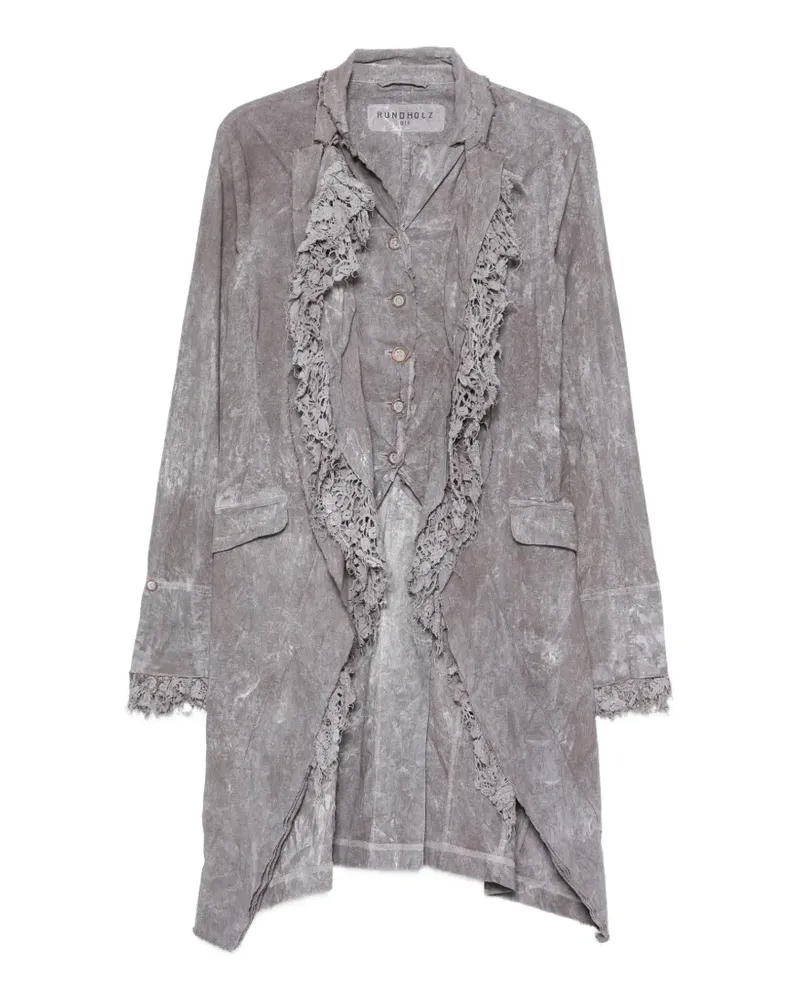 Studiorundholz lace-trimmed acid-wash coat - Grau Grau