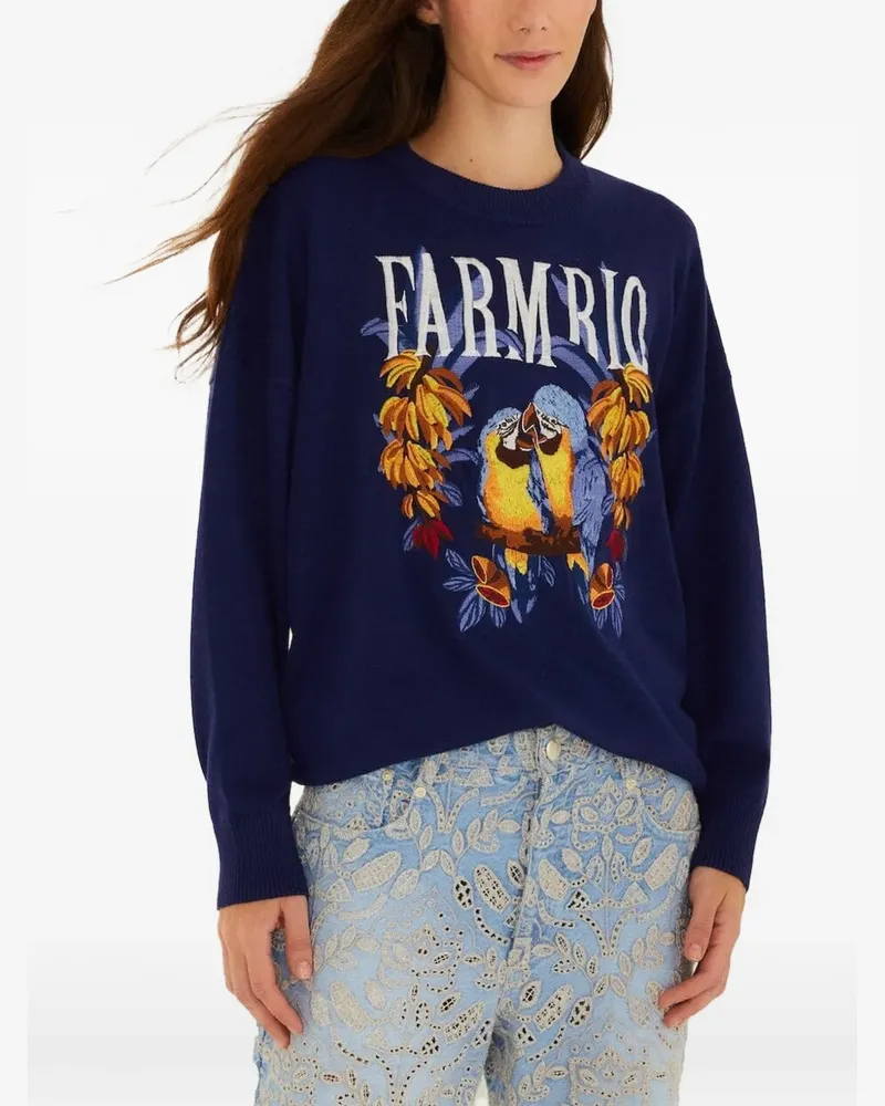 FARM Rio Intarsien-Pullover mit Logo-Stickerei - Blau Blau