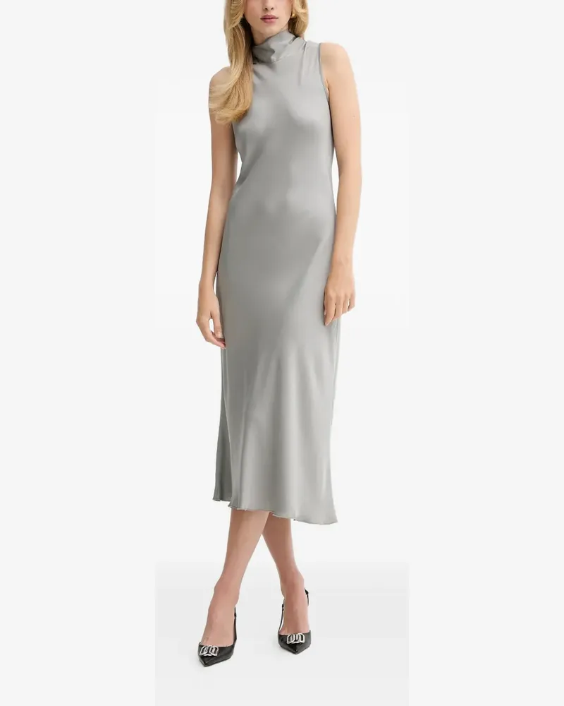 Fracomina mock-neck satin midi dress - Grau Grau