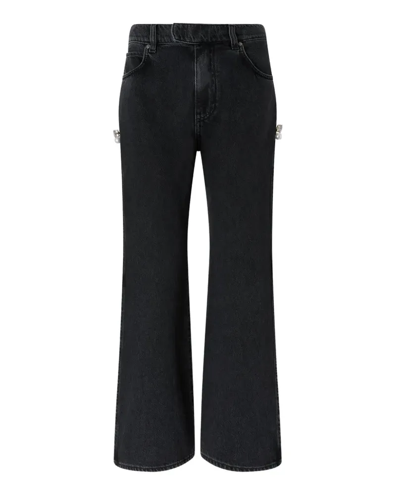 Pinko Wide-Leg-Jeans mit seitlichen Schlitzen - Schwarz Schwarz