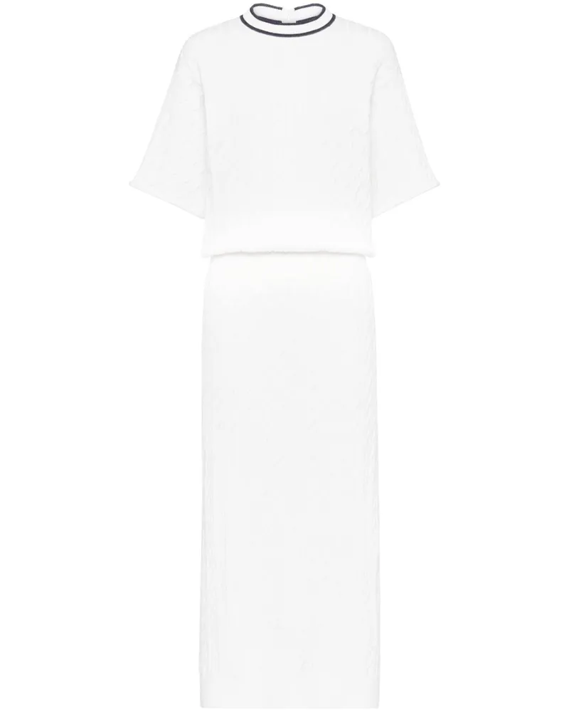 Brunello Cucinelli Kleid mit Zopfmuster Weiß