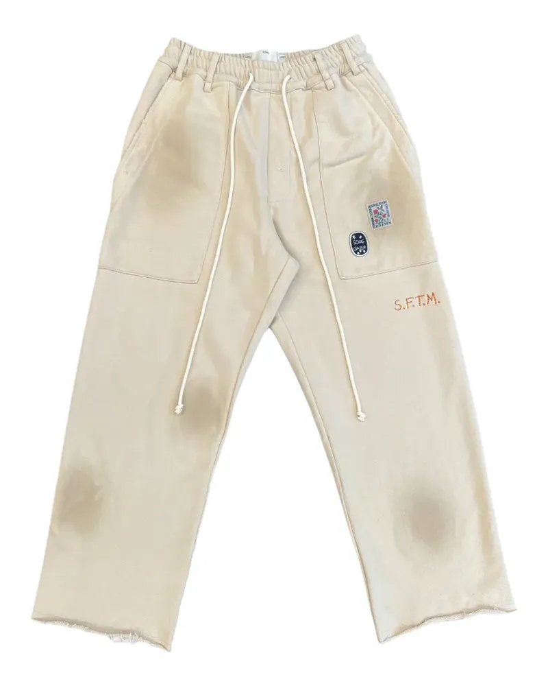 Song For The Mute Gym Track logo-patch drawstring pants - Nude Nude