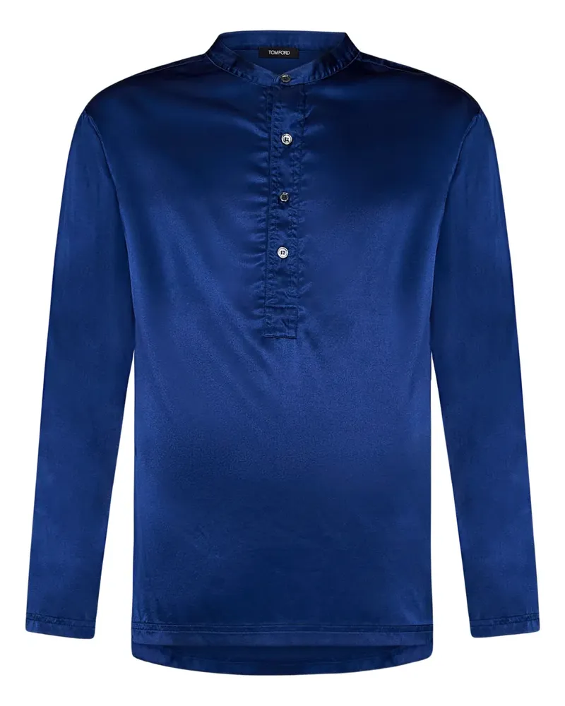 Tom Ford Henley Langarmshirt - Blau Blau