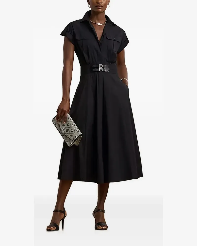 Ralph Lauren Midikleid mit Gürtel - Schwarz Schwarz