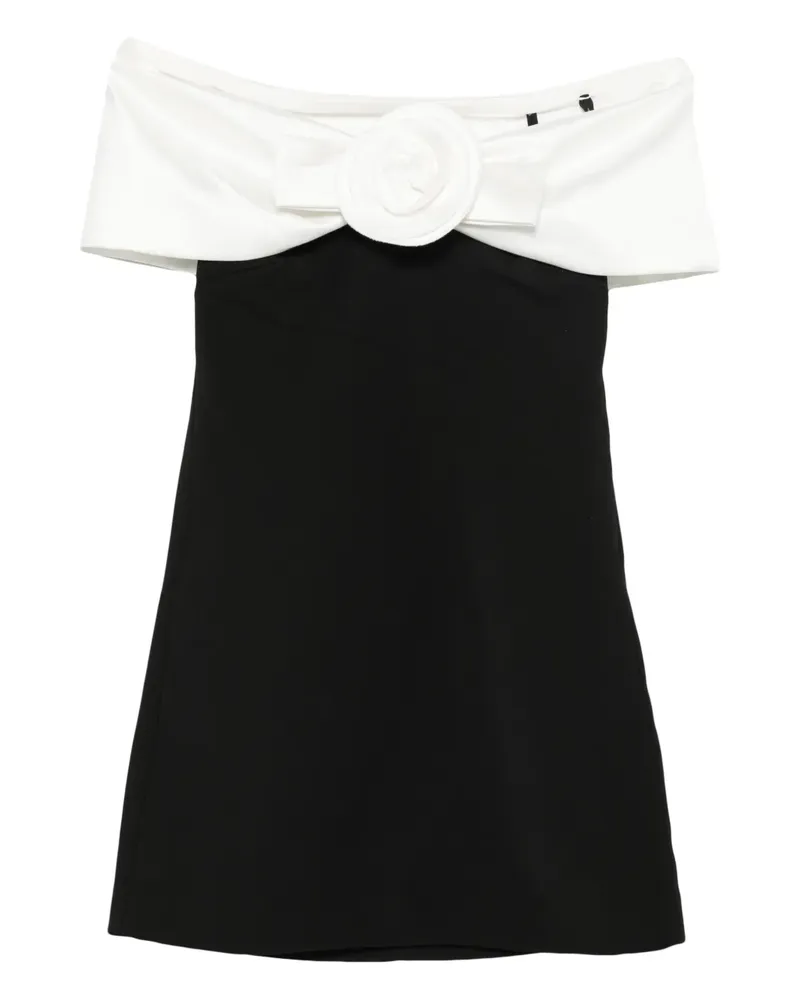 Self-Portrait Minikleid mit Blumenapplikation - Schwarz Schwarz
