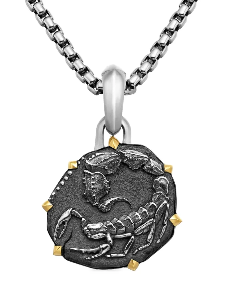 David Yurman 18kt Scorpio Gelbgold- und Sterlingsilberamulett (33mm Silber