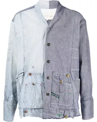 Greg Lauren Gestreiftes Hemd im Patchwork-Look Blue