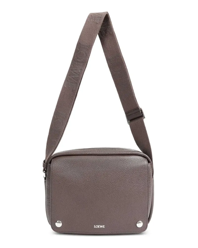 Loewe Mittelgroße Pebble Kuriertasche aus geschmeidigem, gekörntem Kalbsleder - Braun Braun