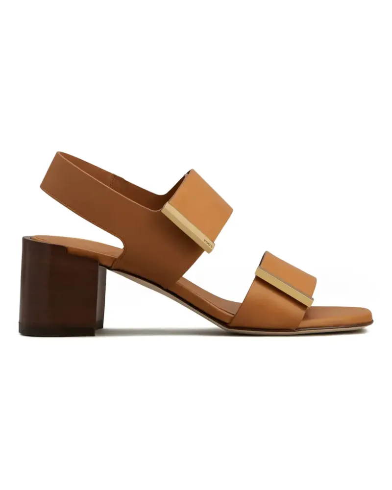 TOD'S logo-plaque block-heel sandals - Braun Braun