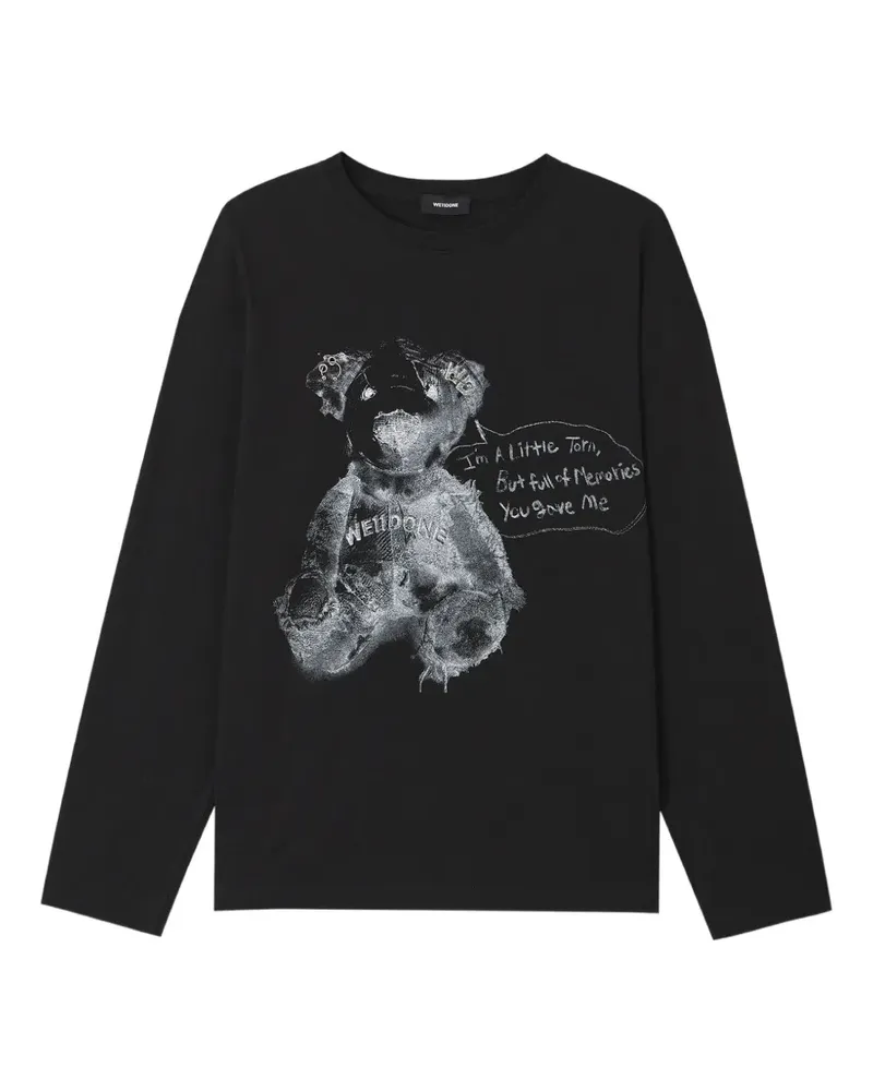 WE 11 DONE teddy-bear print long-sleeve T-shirt - Schwarz Schwarz