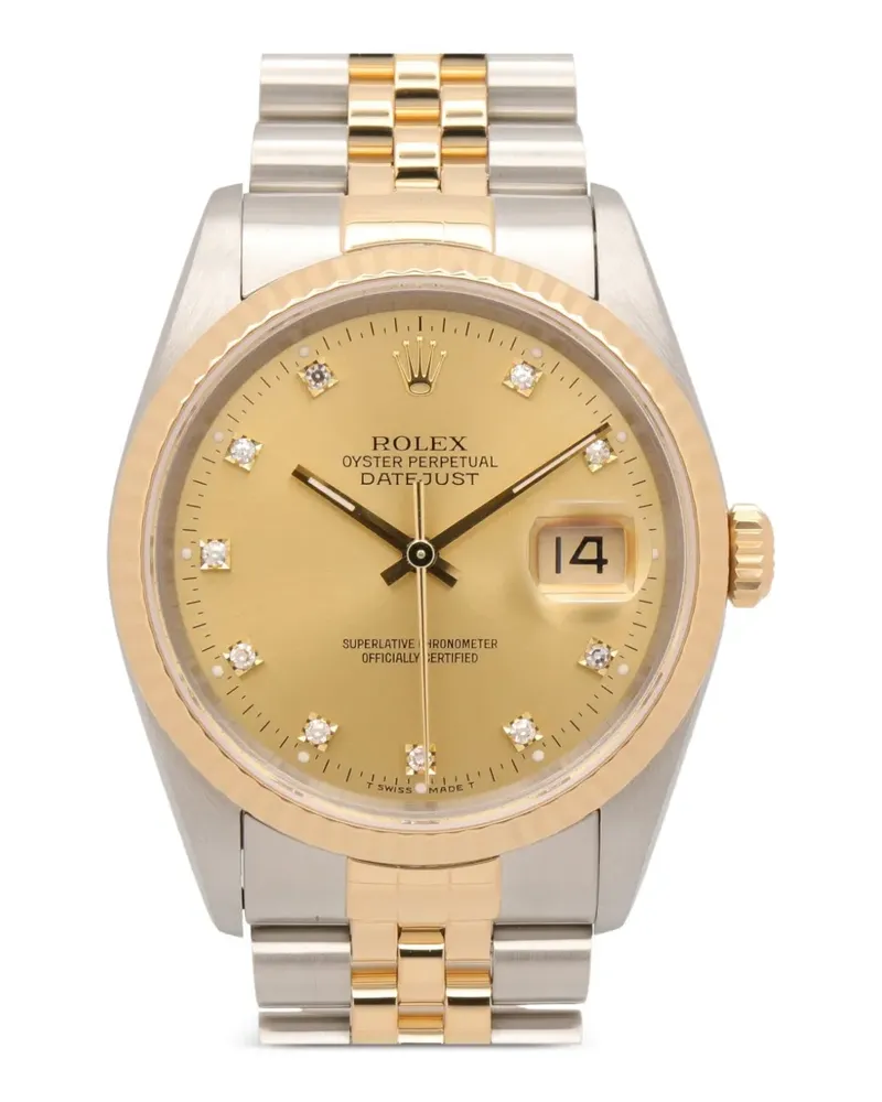 Rolex 1990-2000s Datejust Armbanduhr mit Diamant 36mm - Gold Gold